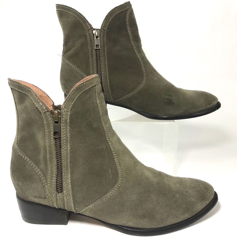 Anthro Seychelles Suede Taupe Lucky Penny Booties - Picture 3 of 8